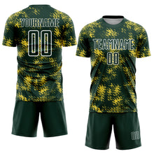 Load image into Gallery viewer, Custom Green Gold-White Abstract Grunge Art Sublimation Soccer Uniform Jersey
