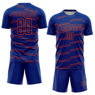 Custom Royal Orange Lines Sublimation Soccer Uniform Jersey