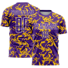 Load image into Gallery viewer, Custom Purple Gold-White Abstract Fluid Sublimation Soccer Uniform Jersey
