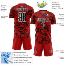 Load image into Gallery viewer, Custom Red Black-White Abstract Fluid Sublimation Soccer Uniform Jersey
