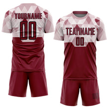 Load image into Gallery viewer, Custom Crimson Black Geometric Shapes Sublimation Soccer Uniform Jersey
