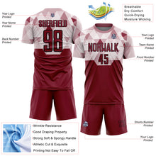 Load image into Gallery viewer, Custom Crimson Black Geometric Shapes Sublimation Soccer Uniform Jersey
