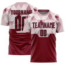 Load image into Gallery viewer, Custom Crimson Black Geometric Shapes Sublimation Soccer Uniform Jersey
