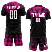 Load image into Gallery viewer, Custom Black White-Deep Pink Halftone Dots Sublimation Soccer Uniform Jersey
