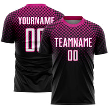 Load image into Gallery viewer, Custom Black White-Deep Pink Halftone Dots Sublimation Soccer Uniform Jersey
