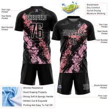 Load image into Gallery viewer, Custom Black Light Pink-Medium Pink Dripping Splatter Art Sublimation Soccer Uniform Jersey
