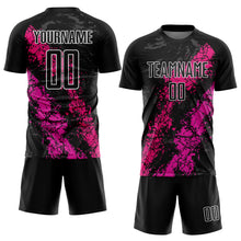 Load image into Gallery viewer, Custom Black Hot Pink-Deep Pink Dripping Splatter Art Sublimation Soccer Uniform Jersey
