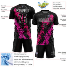 Load image into Gallery viewer, Custom Black Hot Pink-Deep Pink Dripping Splatter Art Sublimation Soccer Uniform Jersey

