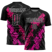 Load image into Gallery viewer, Custom Black Hot Pink-Deep Pink Dripping Splatter Art Sublimation Soccer Uniform Jersey

