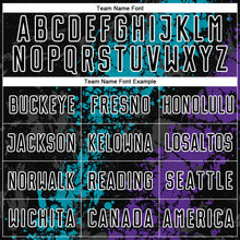 Load image into Gallery viewer, Custom Black Teal-Purple Dripping Splatter Art Sublimation Soccer Uniform Jersey

