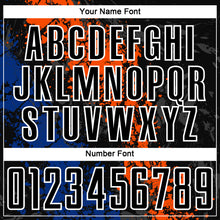 Load image into Gallery viewer, Custom Black Orange-Royal Dripping Splatter Art Sublimation Soccer Uniform Jersey
