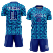 Load image into Gallery viewer, Custom Royal Lakes Blue-White Geometric Shapes Sublimation Soccer Uniform Jersey
