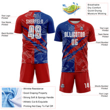 Load image into Gallery viewer, Custom Graffiti Pattern Red-Royal USA Scratch Sublimation Soccer Uniform Jersey
