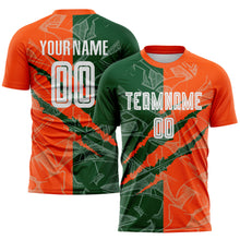 Load image into Gallery viewer, Custom Graffiti Pattern Green-Orange Scratch Sublimation Soccer Uniform Jersey

