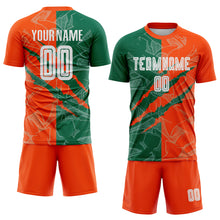 Load image into Gallery viewer, Custom Graffiti Pattern Kelly Green-Orange Scratch Sublimation Soccer Uniform Jersey
