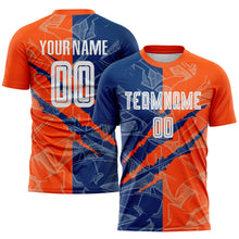 Load image into Gallery viewer, Custom Graffiti Pattern US Navy Blue-Orange Scratch Sublimation Soccer Uniform Jersey
