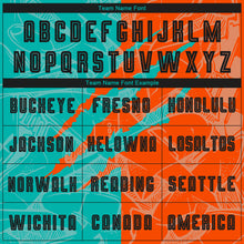 Load image into Gallery viewer, Custom Graffiti Pattern Black Aqua-Orange Scratch Sublimation Soccer Uniform Jersey
