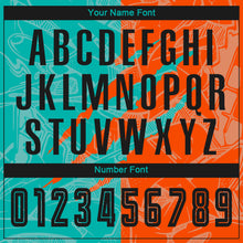 Load image into Gallery viewer, Custom Graffiti Pattern Black Aqua-Orange Scratch Sublimation Soccer Uniform Jersey
