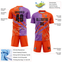 Load image into Gallery viewer, Custom Graffiti Pattern Black Medium Purple-Orange Scratch Sublimation Soccer Uniform Jersey
