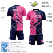 Load image into Gallery viewer, Custom Graffiti Pattern Pink-Navy Scratch Sublimation Soccer Uniform Jersey
