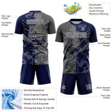 Load image into Gallery viewer, Custom Graffiti Pattern Steel Gray-Navy Scratch Sublimation Soccer Uniform Jersey
