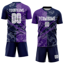 Load image into Gallery viewer, Custom Graffiti Pattern Purple-Navy Scratch Sublimation Soccer Uniform Jersey
