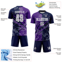 Load image into Gallery viewer, Custom Graffiti Pattern Purple-Navy Scratch Sublimation Soccer Uniform Jersey
