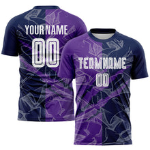 Load image into Gallery viewer, Custom Graffiti Pattern Purple-Navy Scratch Sublimation Soccer Uniform Jersey
