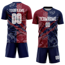 Load image into Gallery viewer, Custom Graffiti Pattern Crimson-Navy Scratch Sublimation Soccer Uniform Jersey
