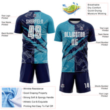 Load image into Gallery viewer, Custom Graffiti Pattern Panther Blue-Navy Scratch Sublimation Soccer Uniform Jersey
