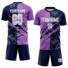 Load image into Gallery viewer, Custom Graffiti Pattern Medium Purple-Navy Scratch Sublimation Soccer Uniform Jersey
