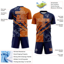 Load image into Gallery viewer, Custom Graffiti Pattern Texas Orange-Navy Scratch Sublimation Soccer Uniform Jersey
