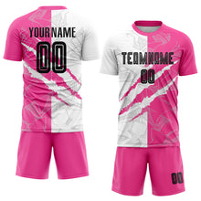 Load image into Gallery viewer, Custom Graffiti Pattern Black-Pink Scratch Sublimation Soccer Uniform Jersey
