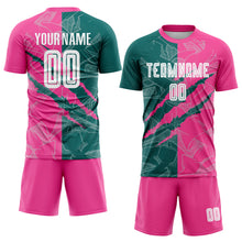 Load image into Gallery viewer, Custom Graffiti Pattern Teal-Pink Scratch Sublimation Soccer Uniform Jersey
