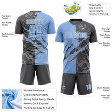Load image into Gallery viewer, Custom Graffiti Pattern Light Blue-Steel Gray Scratch Sublimation Soccer Uniform Jersey
