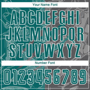 Custom Graffiti Pattern Teal-Steel Gray Scratch Sublimation Soccer Uniform Jersey