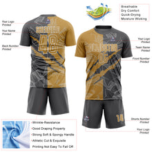 Load image into Gallery viewer, Custom Graffiti Pattern Old Gold-Steel Gray Scratch Sublimation Soccer Uniform Jersey
