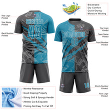 Load image into Gallery viewer, Custom Graffiti Pattern Panther Blue-Steel Gray Scratch Sublimation Soccer Uniform Jersey
