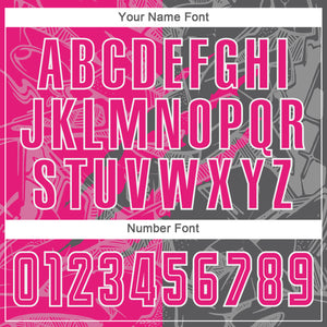 Custom Graffiti Pattern Hot Pink-Steel Gray Scratch Sublimation Soccer Uniform Jersey