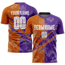 Load image into Gallery viewer, Custom Graffiti Pattern Texas Orange-Purple Scratch Sublimation Soccer Uniform Jersey
