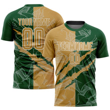 Load image into Gallery viewer, Custom Graffiti Pattern Old Gold-Green Scratch Sublimation Soccer Uniform Jersey
