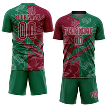 Load image into Gallery viewer, Custom Graffiti Pattern Maroon-Kelly Green Scratch Sublimation Soccer Uniform Jersey
