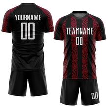 Load image into Gallery viewer, Custom Black White-Red Abstract Shape Sublimation Soccer Uniform Jersey
