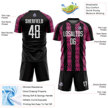 Load image into Gallery viewer, Custom Black White-Pink Abstract Shape Sublimation Soccer Uniform Jersey
