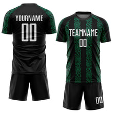 Load image into Gallery viewer, Custom Black White-Kelly Green Abstract Shape Sublimation Soccer Uniform Jersey
