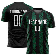 Load image into Gallery viewer, Custom Black White-Kelly Green Abstract Shape Sublimation Soccer Uniform Jersey
