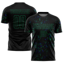 Load image into Gallery viewer, Custom Black Kelly Green-Royal Abstract Fragment Art Sublimation Soccer Uniform Jersey
