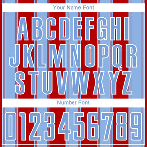 Custom Red Light Blue-White Line Sublimation Soccer Uniform Jersey