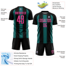 Load image into Gallery viewer, Custom Black Pink-Teal Line Sublimation Soccer Uniform Jersey
