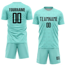 Load image into Gallery viewer, Custom Ice Blue Black Geometric Shapes Sublimation Soccer Uniform Jersey
